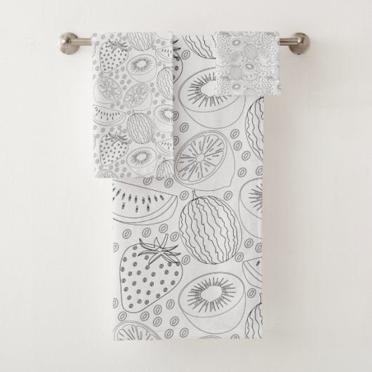 Tropical fruit seamless pattern black and white bad handdoek (Insitu)