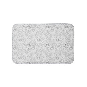 Tropical fruit seamless pattern black and white badmat