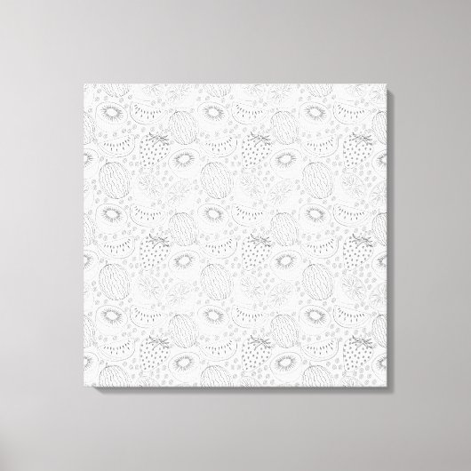Tropical fruit seamless pattern black and white canvas afdruk (Voorkant)