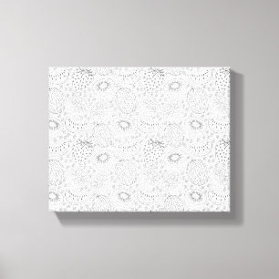 Tropical fruit seamless pattern black and white canvas afdruk