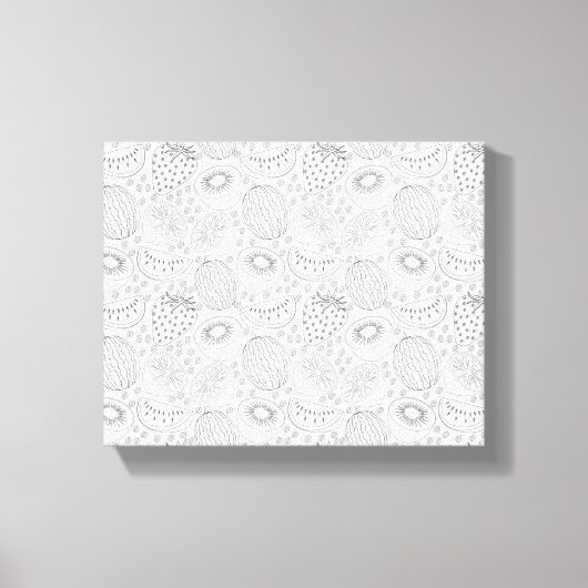 Tropical fruit seamless pattern black and white canvas afdruk (Voorkant)