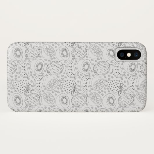 Tropical fruit seamless pattern black and white Case-Mate iPhone case (Achterkant (horizontaal))
