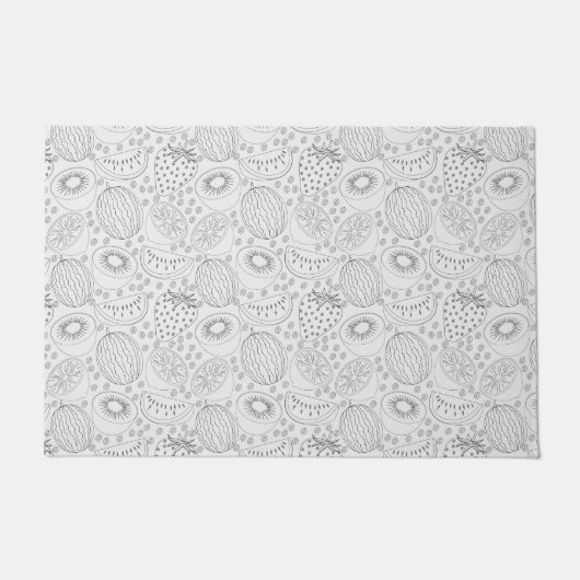 Tropical fruit seamless pattern black and white deurmat (Voorkant)