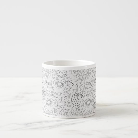 Tropical fruit seamless pattern black and white espresso kop (Voorkant)