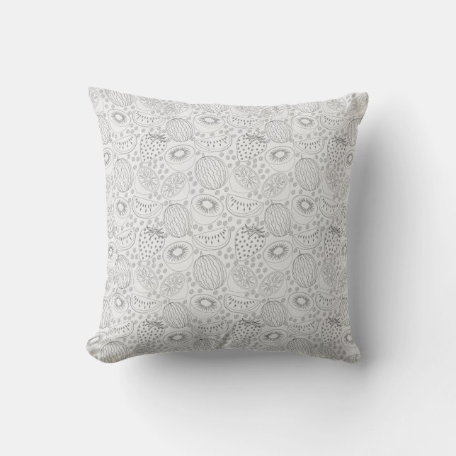 Tropical fruit seamless pattern black and white kussen (Voorkant)