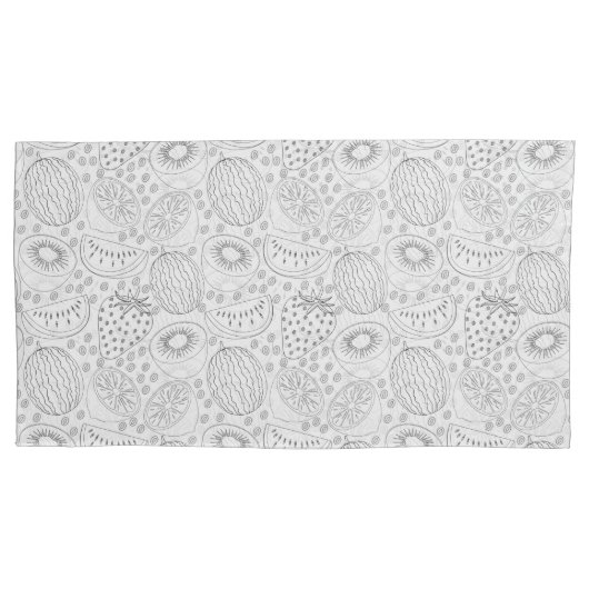 Tropical fruit seamless pattern black and white kussensloop (Voorkant-Links)