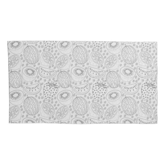 Tropical fruit seamless pattern black and white kussensloop (Achterkant-Rechts)