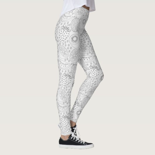 Tropical fruit seamless pattern black and white leggings (Rechts)
