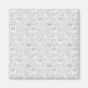 Tropical fruit seamless pattern black and white magneet