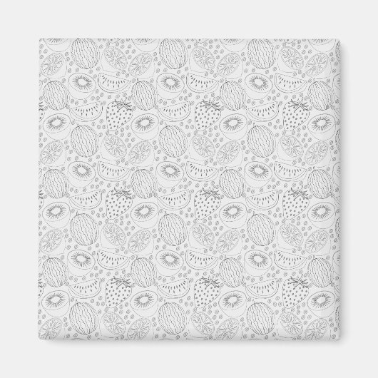 Tropical fruit seamless pattern black and white magneet (Voorkant)
