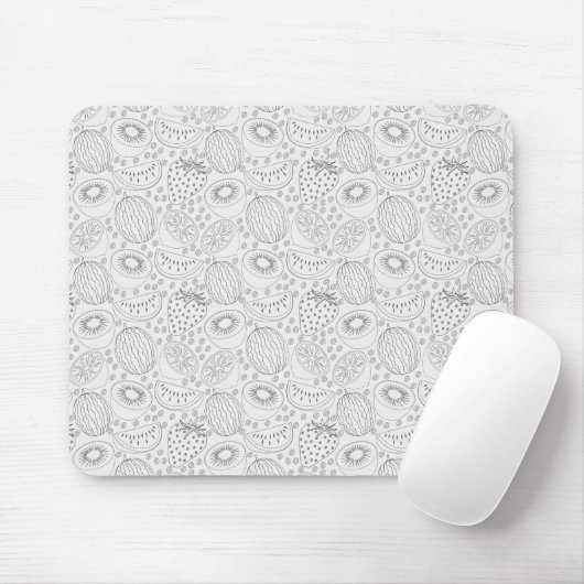 Tropical fruit seamless pattern black and white muismat (Met muis)