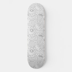 Tropical fruit seamless pattern black and white persoonlijk skateboard