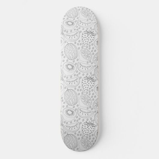 Tropical fruit seamless pattern black and white persoonlijk skateboard (Voorkant)