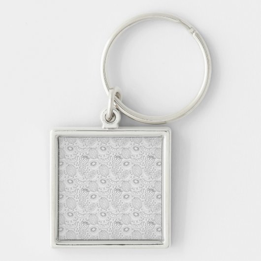 Tropical fruit seamless pattern black and white sleutelhanger (Voorkant)