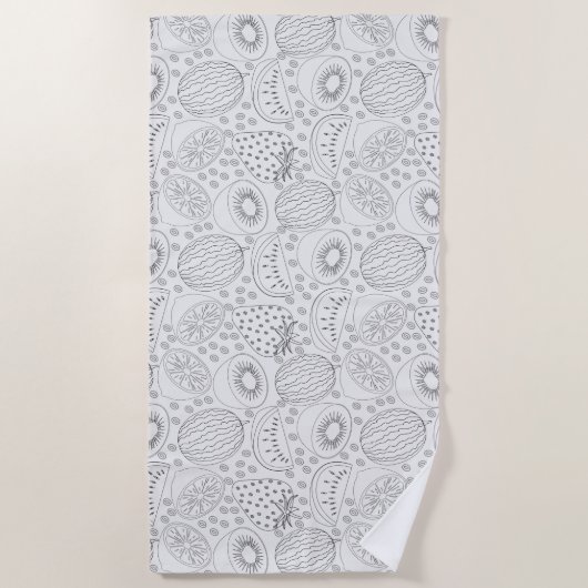 Tropical fruit seamless pattern black and white strandlaken (Voorkant)