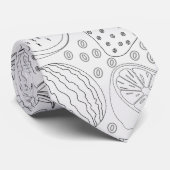 Tropical fruit seamless pattern black and white stropdas (Opgerold)