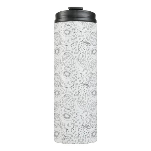 Tropical fruit seamless pattern black and white thermosbeker (Voorkant)