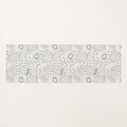 Tropical fruit seamless pattern black and white yogamat (Voorkant (horizontaal))