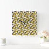 Tropical fruit seamless pattern yellow and white vierkante klok (Huis)