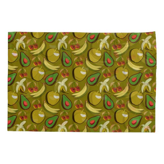 Tropical fruit seamless pattern yellow kussensloop (Achterkant-Links)