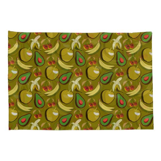 Tropical fruit seamless pattern yellow kussensloop (Achterkant-Rechts)