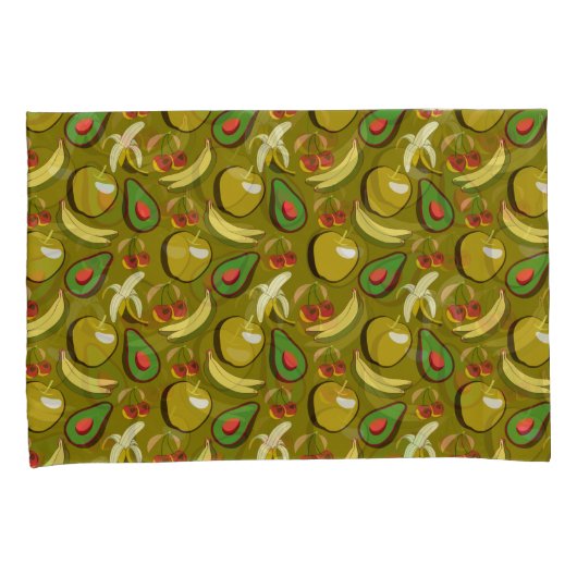Tropical fruit seamless pattern yellow kussensloop (Voorkant-Rechts)