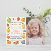 Tropical Fruit Verjaardag Uitnodiging met foto (Staand voorkant)
