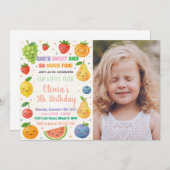 Tropical Fruit Verjaardag Uitnodiging met foto (Voorkant / Achterkant)