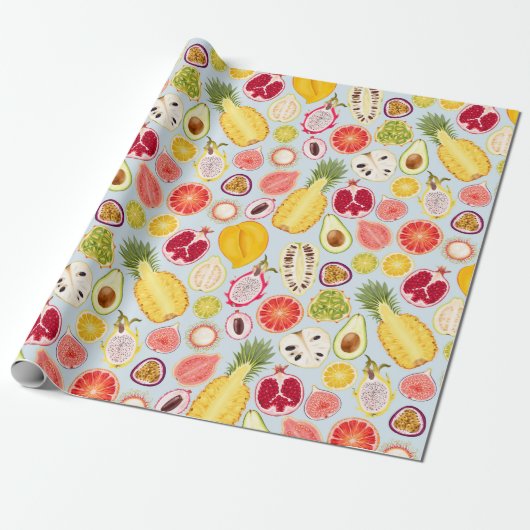 Tropical fruit wrapping paper cadeaupapier (Uitgerold)