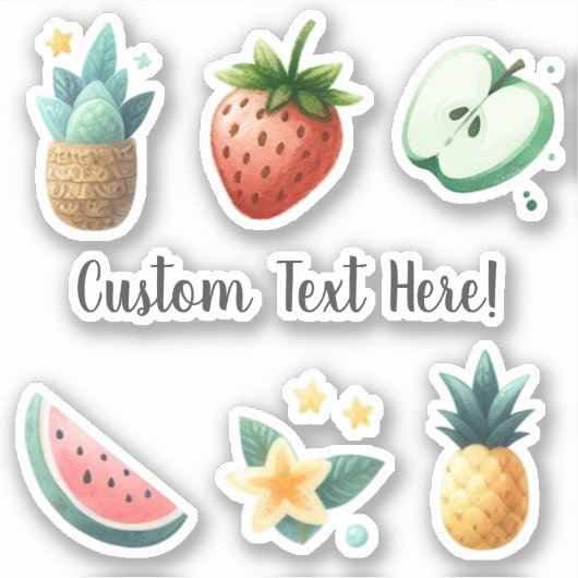 Tropical Fruits Flowers Planten Gepersonaliseerde Sticker (Voorkant)