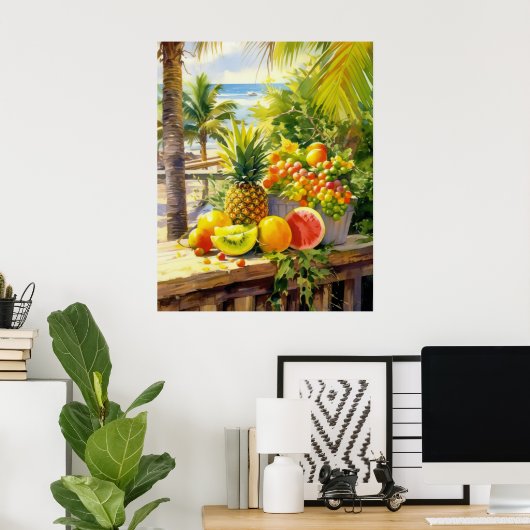 Tropical Fruits Paradise Waterverf Poster (Thuiskantoor)
