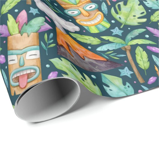 Tropical Fun Oerwoud Tiki Volcano Cadeaupapier (Rol Hoek)