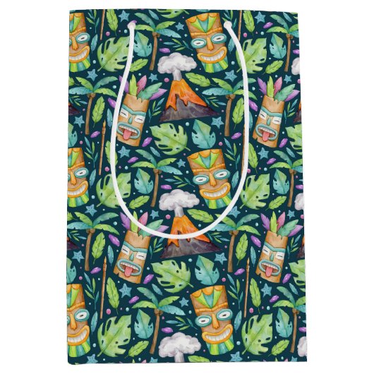 Tropical Fun Oerwoud Tiki Volcano Medium Cadeauzakje (Voorkant)