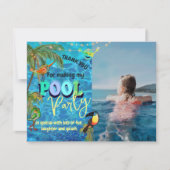 Tropical Fun Pool Party Foto Bedankkaart (Voorkant)