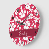 Tropical Fuschia Floral Pattern Grote Klok (Hoek)