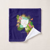 Tropical Garden Monogram Marine Bad Handdoek (Wasdoekje)
