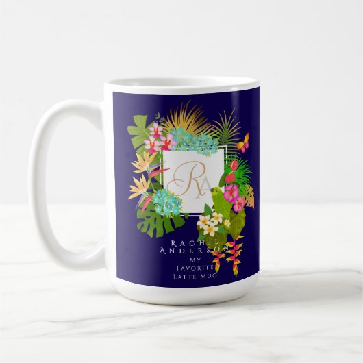 Tropical Garden Monogram Marine Koffiemok (Links)