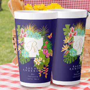 Tropical Garden Monogram Marine Latte Mok