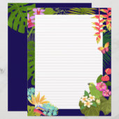 Tropical Garden Navy Lines Papieren Blad (Voorkant / Achterkant)