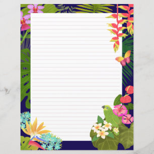 Tropical Garden Navy Lines Papieren Blad