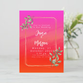 Tropical Garden Sunrise bruiloft uitnodiging (Staand voorkant)