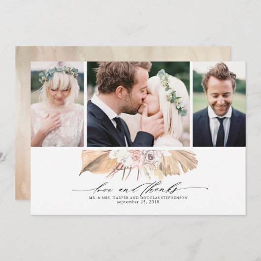 Tropical Gedroogde Palmen Bruiloft Dank u Foto Bedankkaart (Voorkant / Achterkant)