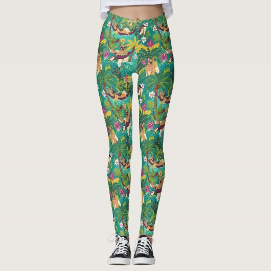 Tropical German Shepherd Beach Vibes Leggings (Voorkant)