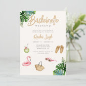 Tropical Getaway Bachelorette Weekend Uitnodiging (Staand voorkant)