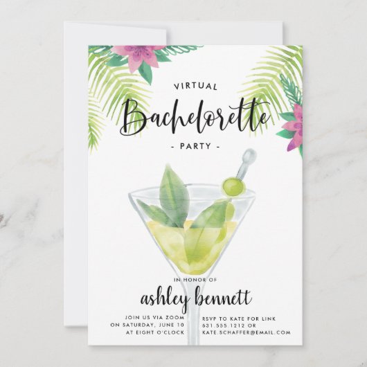 Tropical Getaway | Virtual Bachelorette Party Kaart (Voorkant)
