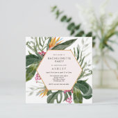 Tropical Getaway vrijgezellenfeest uitnodiging (Staand voorkant)