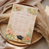 Tropical Gingham Floral Graduation Kaart