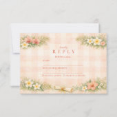 Tropical Gingham Floral Graduation RSVP Kaartje (Voorkant)