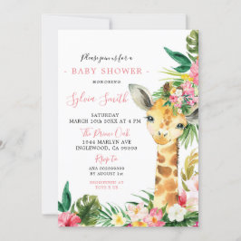 Tropical Giraffe Meisje Baby shower Uitnodiging