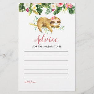 Tropical Girl Sloth Baby shower Advies voor Ouders